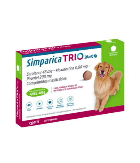 Simparica Trio de 1 Tabl. Mast. de 20-40kg