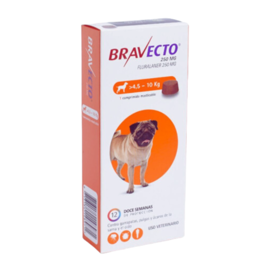 BRAVECTO PERRO 250 MG X 1 TAB. MAST. (4.5 -10 KG)