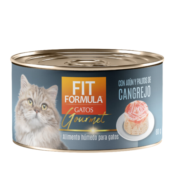 Alimento Húmedo Para Gato Lata Fit Formula Gato Gourmet Atún Palitos de Cangrejo