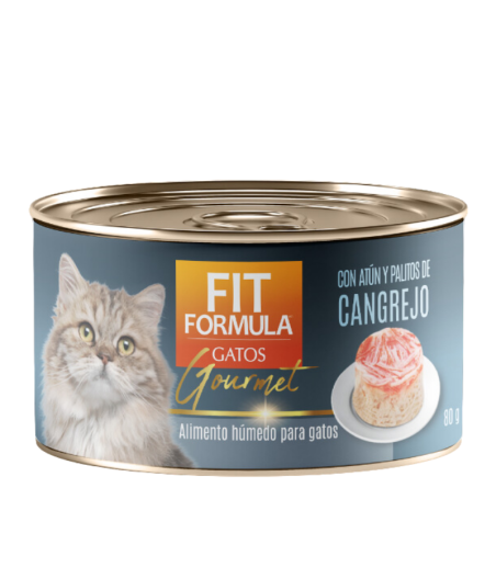 Alimento Húmedo Para Gato Lata Fit Formula Gato Gourmet Atún Palitos de Cangrejo