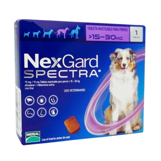 NEXGARD SPECTRA CAJA X 1 TABLETA MASTICABLE 15.1 - 30 KG.