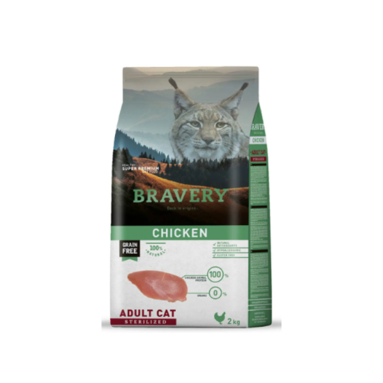 Alimento Para Gato Chiken Adulto Esterilizado Bravery 2kg