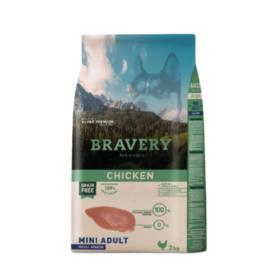 Alimento BRAVERY Chiken Mini Puppy Small Breed 2kg.