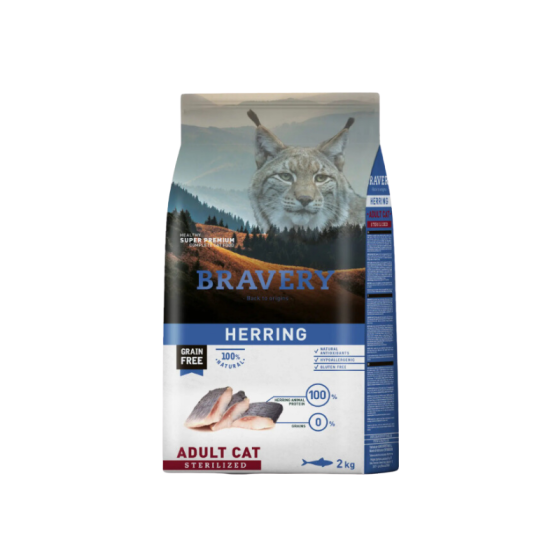 Alimento Para Gato Bravery Herring Esterilizado 2kg