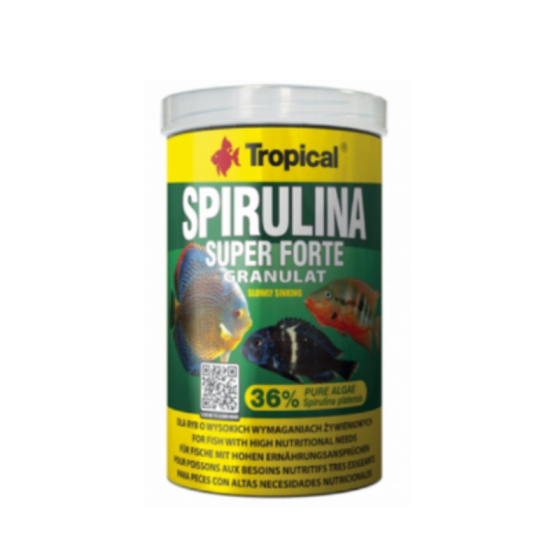 Alimento Para Peces Super Spirulina Forte Granulat Tropical 150g/250ML