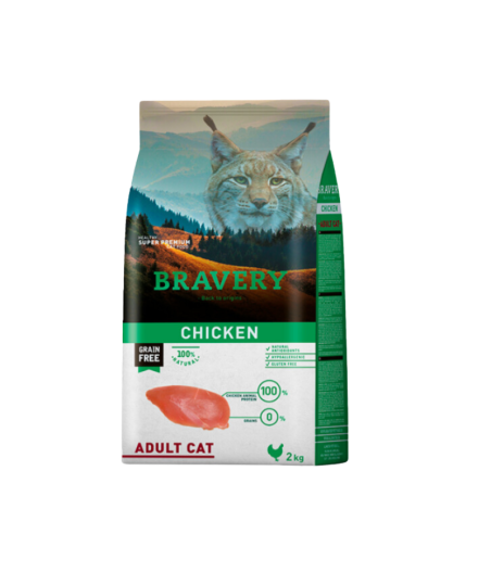 Alimento Bravery Chiken Adulto Gato 2kg